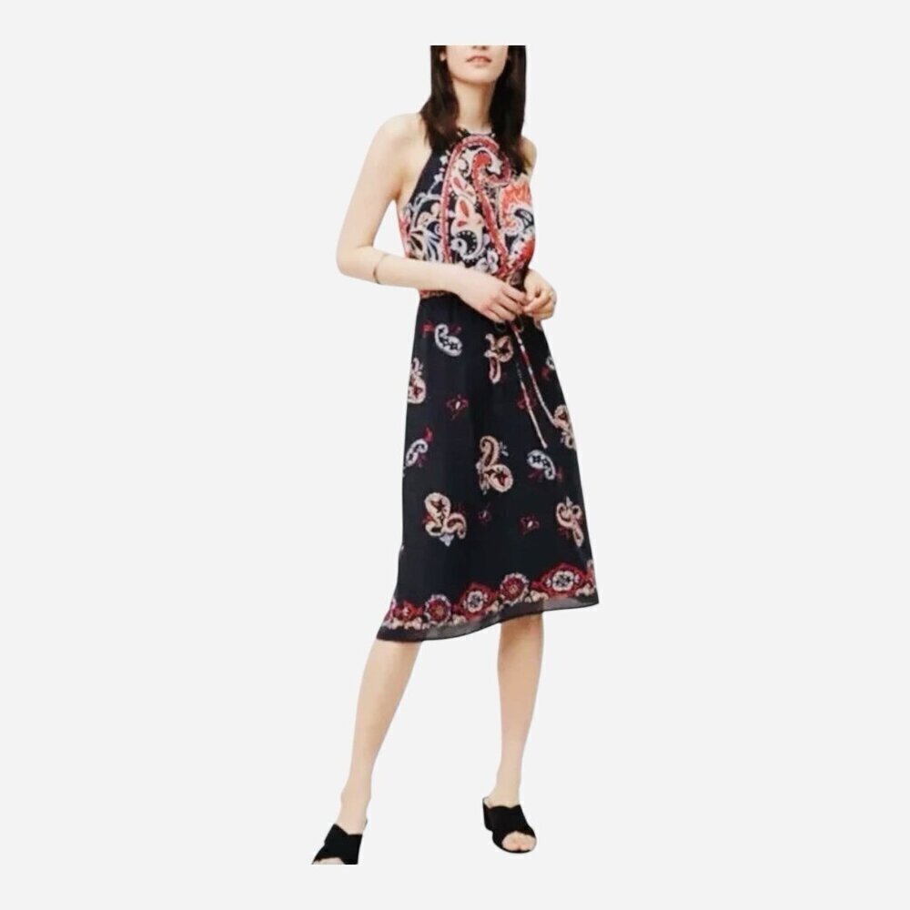 LOFT Sunset Paisley Halter Dress Size Medium Adjustable Waist Sleeveless